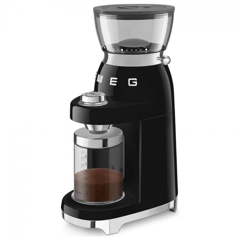Кафемелачка Smeg CGF03BLEU, 150W, 240 г, Система за завъртане и заключване, Ръчна функция, Черен