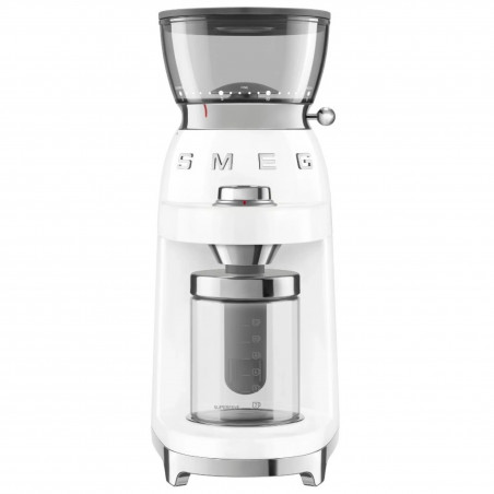 Кафемелачка Smeg CGF03WHEU, 150W, 240 г, Система за завъртане и заключване, Ръчна функция, Бял