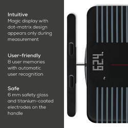 Кантар Beurer BF 990, До 180 кг, 15 функции, До 8 потребителя, LCD, Bluetooth, Wi-Fi, Автоматично разпознаване на потребител, Черен