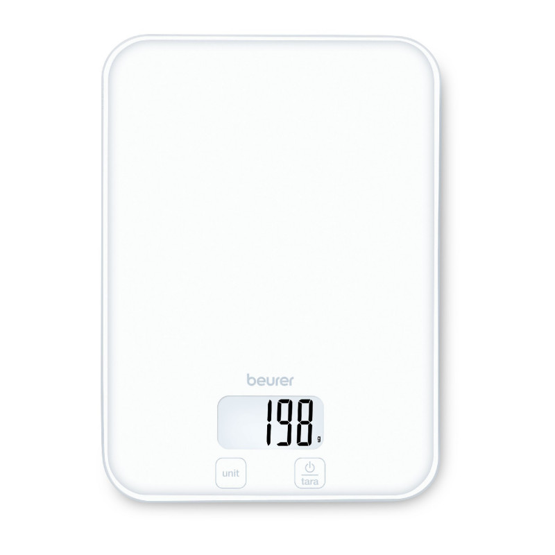 Кухненска везна Beurer KS 19 Pure White, До 5 кг, ТАРА, Сензорно управление, LCD, Стъкло, Ултратънка, Бял