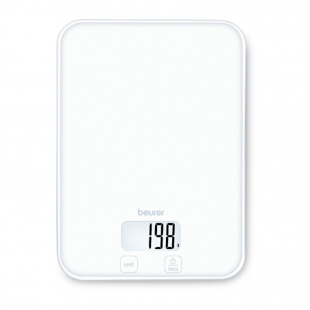 Кухненска везна Beurer KS 19 Pure White, До 5 кг, ТАРА, Сензорно управление, LCD, Стъкло, Ултратънка, Бял