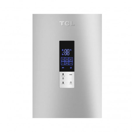 Хладилник с фризер TCL RP350BLE0, 350 л, Клас Е, No Frost, Eco режим, Реверсивни врати, Зимен режим, Multi Air Flow, Инокс