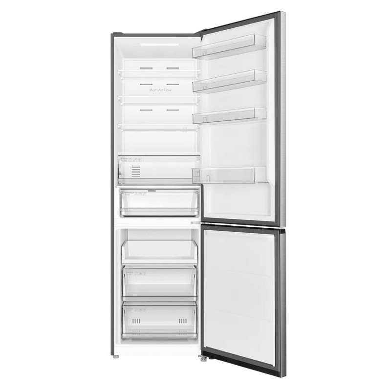 Хладилник с фризер TCL RP456BIE0EU, 456 л, Клас Е, No Frost, Eco режим, Реверсивни врати, Зимен режим, Multi Air Flow, Инокс