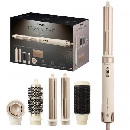 Маша за коса 5в1 Beurer HT 100, 1500 W, 3 темп. настройки, 3 степени, 50-80 C, Йонна функция, 75 dB, Бежов