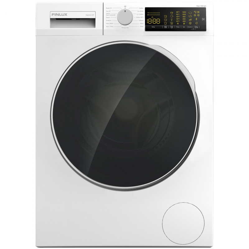 Пералня Finlux FXA10 12T, Клас А, 15 програми, 10 кг, 1200 об./мин, Отложен старт, Електронен дисплей, Бял