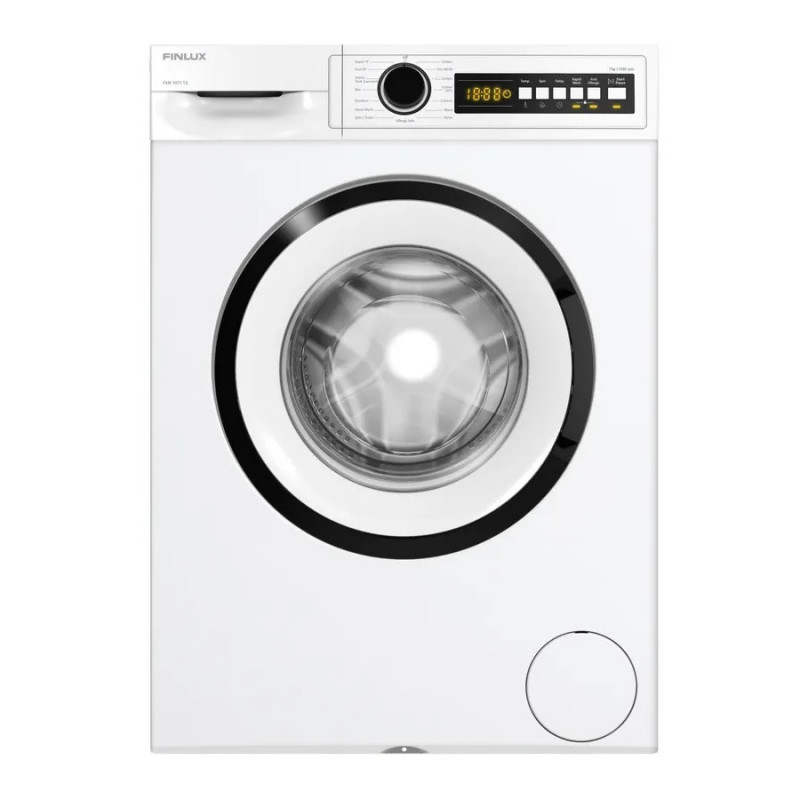 Пералня Finlux FXN 1071 T2, Клас A, 15 програми, 6 кг, 1200 об/мин, Отложен старт, LED дисплей, Бял