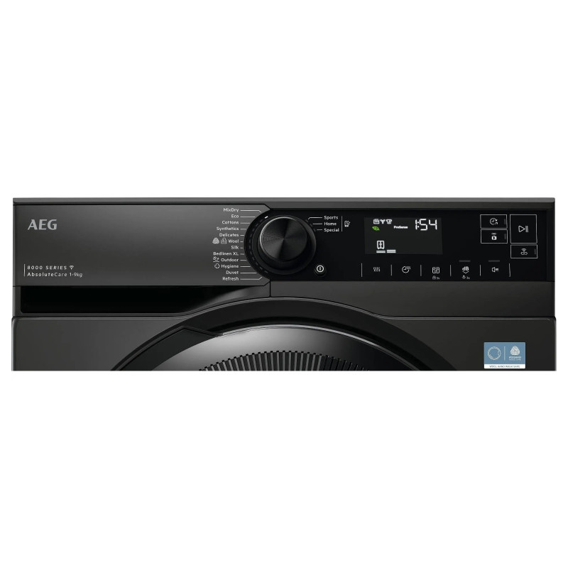 Сушилня AEG TR8394CDE, Клас C, 118 л, 9 кг, LED дисплей, AbsoluteCare, MixDry, WiFi, Черен