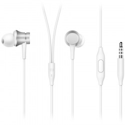 Слушалки Xiaomi Mi In-Ear Basic, 10 мм, Кабелни, 20Hz-20kHz, Вграден микрофон, 3.5 мм, Бял/Сребрист