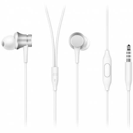 Слушалки Xiaomi Mi In-Ear Basic, 10 мм, Кабелни, 20Hz-20kHz, Вграден микрофон, 3.5 мм, Бял/Сребрист