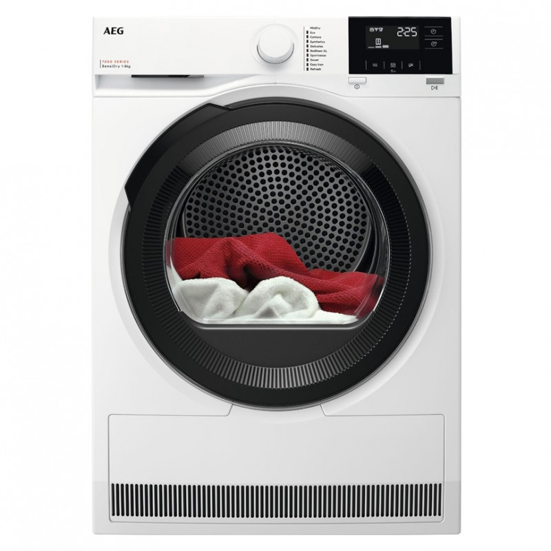 Сушилня AEG TR718BE, Клас D, 118 л, 8 кг, LED дисплей, Филтър EasyClean, MixDry, Anticrease, Бял