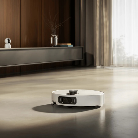 Прахосмукачка робот Xiaomi Robot Vacuum 5 Pro EU OV21GL, 55W, 20000 Pa, 140 мин, AI 5 MP тройна камера и разпознаване, Автоматична станция за измиване и сушене, Прибираща се dToF навигация, Вода 80°C, Бял