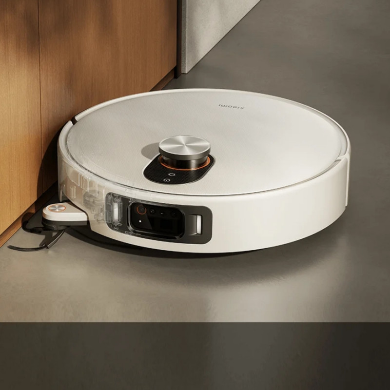 Прахосмукачка робот Xiaomi Robot Vacuum 5 Pro EU OV21GL, 55W, 20000 Pa, 140 мин, AI 5 MP тройна камера и разпознаване, Автоматична станция за измиване и сушене, Прибираща се dToF навигация, Вода 80°C, Бял