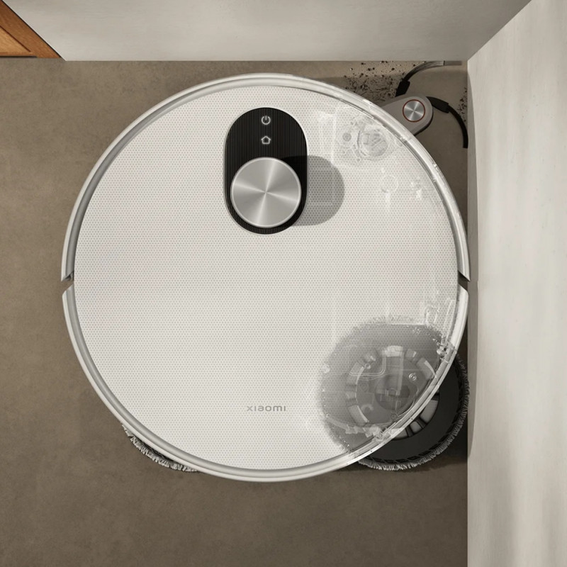 Прахосмукачка робот Xiaomi Robot Vacuum 5 Pro EU OV21GL, 55W, 20000 Pa, 140 мин, AI 5 MP тройна камера и разпознаване, Автоматична станция за измиване и сушене, Прибираща се dToF навигация, Вода 80°C, Бял