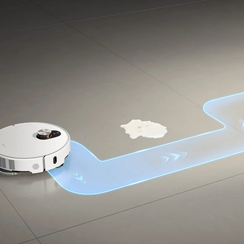 Прахосмукачка робот Xiaomi Robot Vacuum 5 Pro EU OV21GL, 55W, 20000 Pa, 140 мин, AI 5 MP тройна камера и разпознаване, Автоматична станция за измиване и сушене, Прибираща се dToF навигация, Вода 80°C, Бял