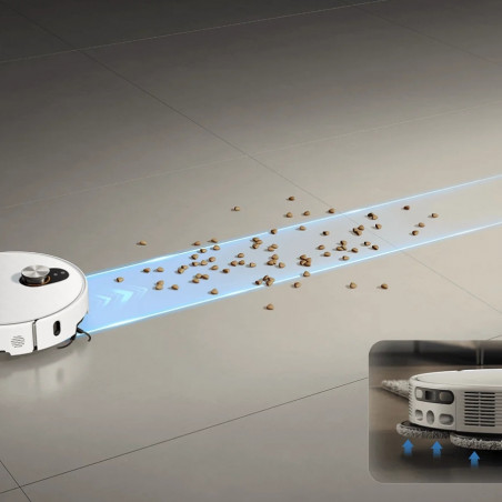 Прахосмукачка робот Xiaomi Robot Vacuum 5 Pro EU OV21GL, 55W, 20000 Pa, 140 мин, AI 5 MP тройна камера и разпознаване, Автоматична станция за измиване и сушене, Прибираща се dToF навигация, Вода 80°C, Бял