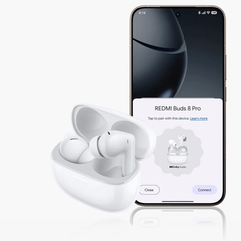 Слушалки Xiaomi Redmi Buds 8 Pro M2535E1 Cloud White, 8 часа, Bt 5.4, IP54, ANC до 55 dB, AI шумопотискане, Hi-Res Audio/LDAC, Dolby Audio, Бял