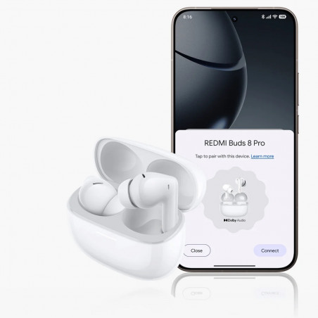 Слушалки Xiaomi Redmi Buds 8 Pro M2535E1 Cloud White, 8 часа, Bt 5.4, IP54, ANC до 55 dB, AI шумопотискане, Hi-Res Audio/LDAC, Dolby Audio, Бял