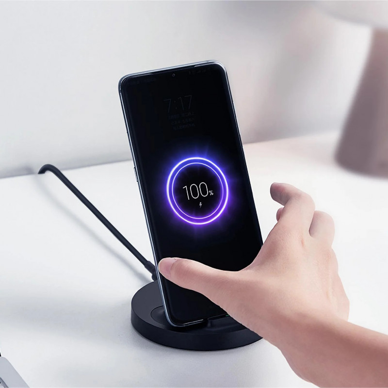 Безжично зарядно Xiaomi Mi GDS4145GL, Qi 20W, USB-C, FOD откриване, Индикаторна светлина, Черен