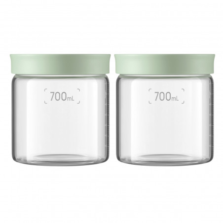 Бурканчета за съхранение на храни и подправки BUYDEEM CS1014-CG, 2x700 ml, Подходящи за фурна и микровълнова, Без BPA, Зелен