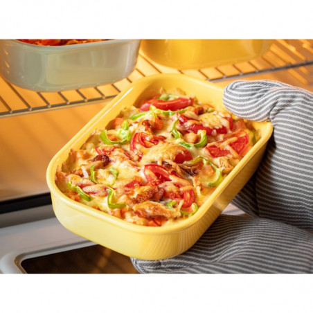 Керамична кутия за храна Buydeem Bento CT3008-MY, 1 л, 230°C, Съвместима с фурна и микровълнова, Жълт