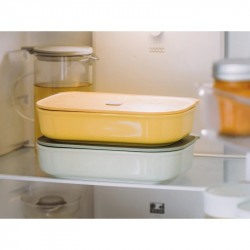 Керамична кутия за храна Buydeem Bento CT3008-MY, 1 л, 230°C, Съвместима с фурна и микровълнова, Жълт