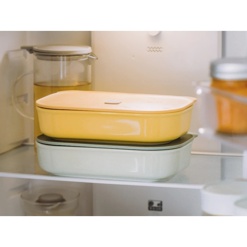 Керамична кутия за храна Buydeem Bento CT3008-MY, 1 л, 230°C, Съвместима с фурна и микровълнова, Жълт