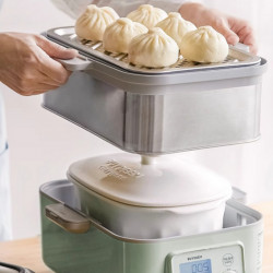 Порцеланов съд за уред за готвене на пара BUYDEEM CT1005, 2 л, -8°C до +230°C, FDA одобрен за контакт с храни, Бял
