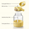 Преносима бутилка за напитки BUYDEEM DG710-MY, 1 л, Изскачаща сламка, Дръжка, Термоустойчиво стъкло до 150°C, Тройно уплътнение, Жълт