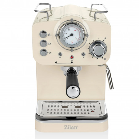 Еспресо машина ZILAN ZLN2992, 1100W, 15 bar, 1.25 л, Двойно приготвяне, Портафилтър, Топла и студена млечна пяна, Регулиране на темп, Кремав