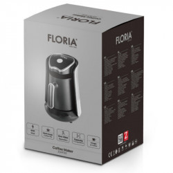 Електрическо джезве Floria ZLN1122, 600W, 500 мл, 65-100°C, Турско кафе/чай, Сензор против преливане, Капково филтриране, Черен