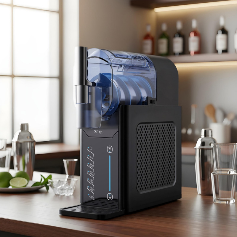 Машина за ледени десерти сорбе Zilan ZLN4819, 200W, 2 л, 5 автоматични програми, Контрол на консистенцията, Самопочистване, LED, Черен