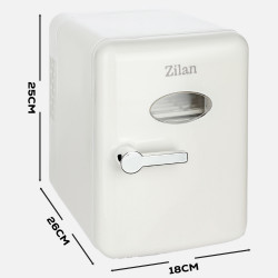 Преносим мини хладилник Zilan ZLN1153, 36W, 4 л, 6 кена, Охлаждане/затопляне, 10-75°C, 240/12V, Бял