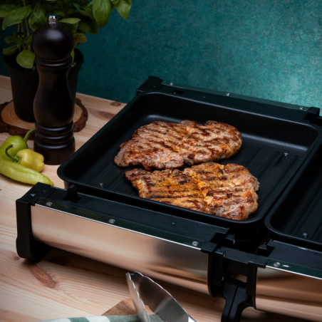 Мултифункционален уред за готвене 4в1 Oliver Voltz OV51015R, 1700W, 240x225 мм, Защита от прегряване, Инокс/Черен