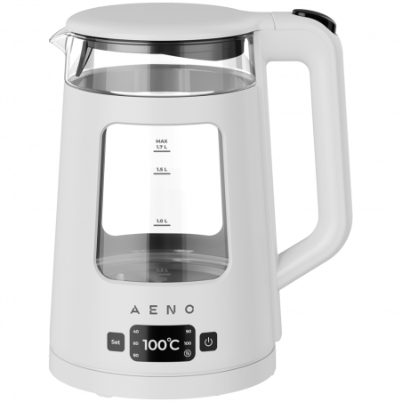 Електрическа кана AENO EK6 AEK0006, 2200W, 1.7 л, 40-100°C, STRIX, LED, Двойна стена, Филтър, 360° основа, Бял