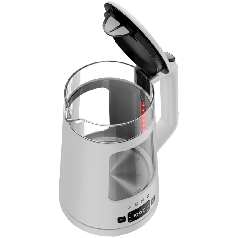 Електрическа кана AENO EK6 AEK0006, 2200W, 1.7 л, 40-100°C, STRIX, LED, Двойна стена, Филтър, 360° основа, Бял