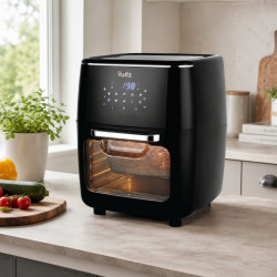 Фритюрник-фурна с горещ въздух Oliver Voltz OV51980AO, 1700W, 13 л, 10 програми, 65-200°C, Въртящи се шишове и кошница, Тъч скрийн, Втасване, Черен