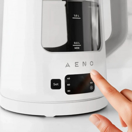 Електрическа кана AENO EK6 AEK0006, 2200W, 1.7 л, 40-100°C, STRIX, LED, Двойна стена, Филтър, 360° основа, Бял