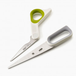 Кухненска ножица Joseph Joseph PowerGrip 10302, Неръждаема стомана, Отвор за билки, Бял/зелен