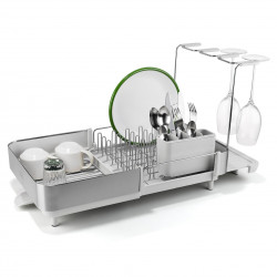 Сушилник за съдове Joseph Joseph Extend Steel Plus 6500041, До 16 части, Разтегателен, Релси за чаши, Отцеждане, Разглобяем, Неръждаема стомана, Бял