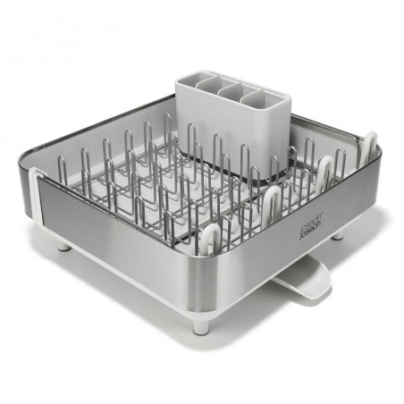 Сушилник за съдове Joseph Joseph Extend Steel Plus 6500041, До 16 части, Разтегателен, Релси за чаши, Отцеждане, Разглобяем, Неръждаема стомана, Бял