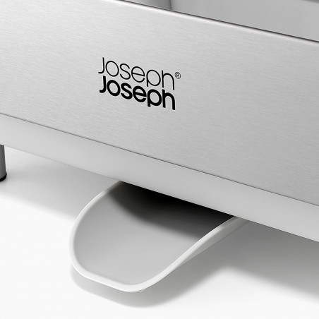 Сушилник за съдове Joseph Joseph Extend Steel Plus 6500041, До 16 части, Разтегателен, Релси за чаши, Отцеждане, Разглобяем, Неръждаема стомана, Бял