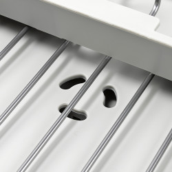 Сушилник за съдове Joseph Joseph Extend Steel Plus 6500041, До 16 части, Разтегателен, Релси за чаши, Отцеждане, Разглобяем, Неръждаема стомана, Бял
