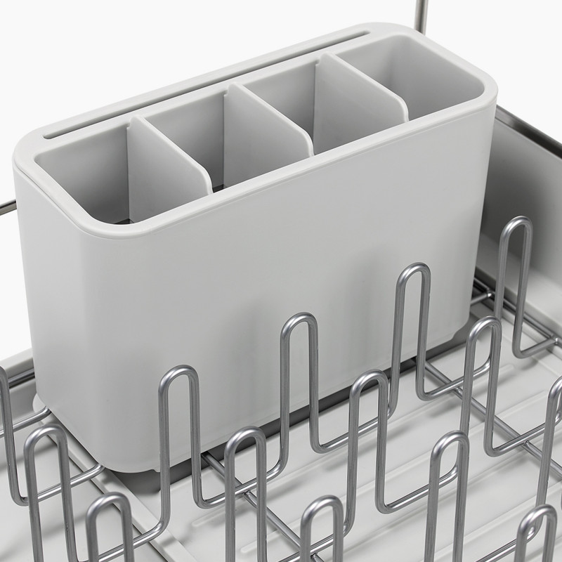 Сушилник за съдове Joseph Joseph Extend Steel Plus 6500041, До 16 части, Разтегателен, Релси за чаши, Отцеждане, Разглобяем, Неръждаема стомана, Бял