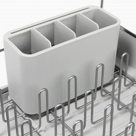Сушилник за съдове Joseph Joseph Extend Steel Plus 6500041, До 16 части, Разтегателен, Релси за чаши, Отцеждане, Разглобяем, Неръждаема стомана, Бял