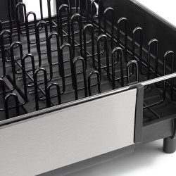 Сушилник за съдове Joseph Joseph Extend Steel Plus 6500040, До 16 части, Разтегателен, Релси за чаши, Отцеждане, Разглобяем, Неръждаема стомана, Черен