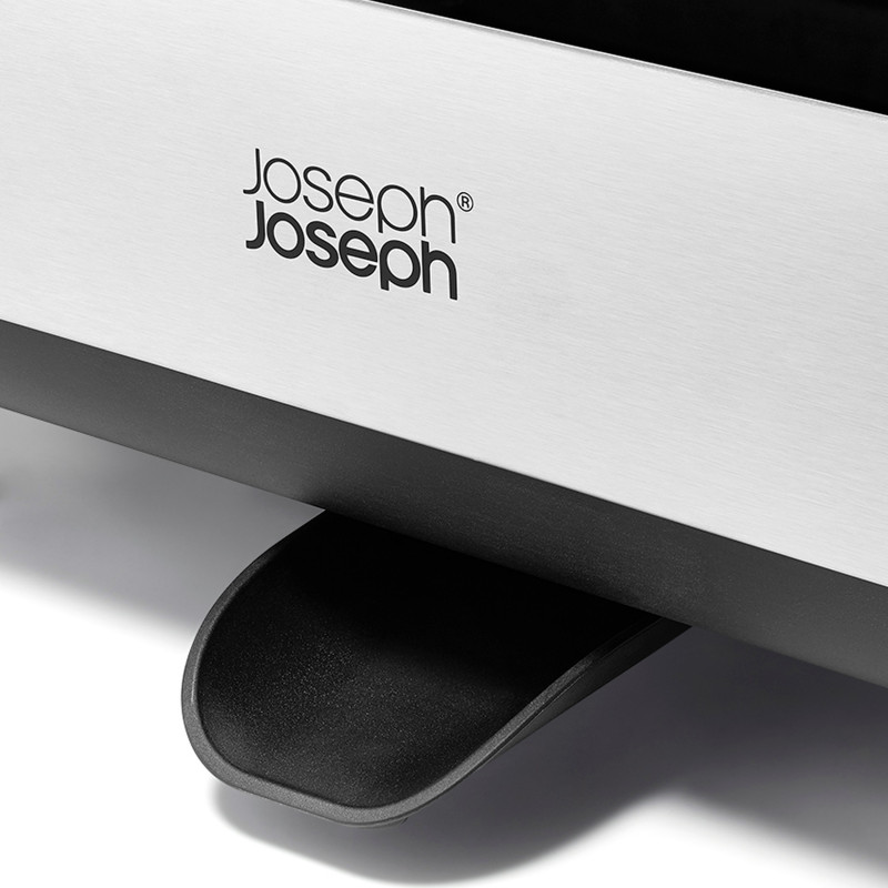Сушилник за съдове Joseph Joseph Extend Steel Plus 6500040, До 16 части, Разтегателен, Релси за чаши, Отцеждане, Разглобяем, Неръждаема стомана, Черен