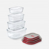 Комплект 4 бр кутии за храна Black+Blum Stack+Nest FBGR-BX-PACK4, 0.38/0.6/0.9/1.2 л, Правоъгълни, Подходящи за фурна, Без BPA, Неръждаема стомана, Сив/Червен