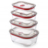 Комплект 4 бр кутии за храна Black+Blum Stack+Nest FBGR-BX-PACK4, 0.38/0.6/0.9/1.2 л, Правоъгълни, Подходящи за фурна, Без BPA, Неръждаема стомана, Сив/Червен