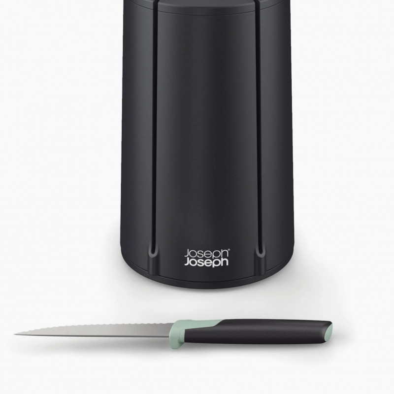 Комплект кухненски ножове Joseph Joseph Elevate™ 10541, 6 части, Неръждаема стомана, Въртяща поставка, Неплъзгаща основа, Черен/Зелен