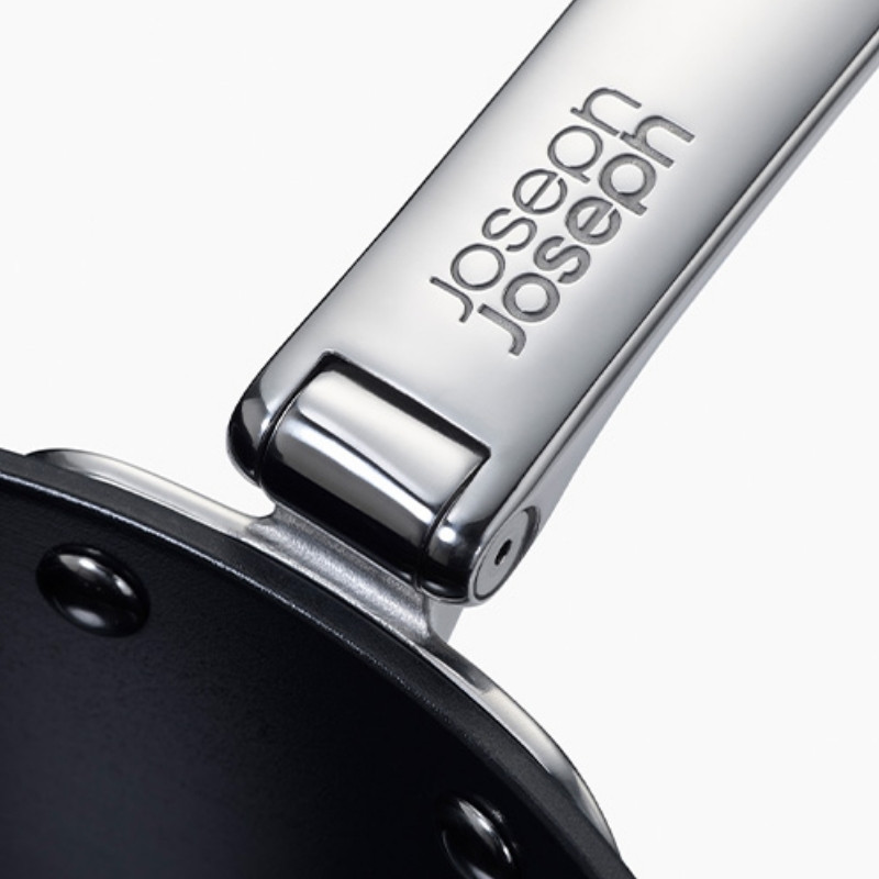 Дълбок тиган Joseph Joseph Space 45041, 24 см, Сгъваема дръжка, Керамично покритие, Фурна до 232°C, Индукция, Син